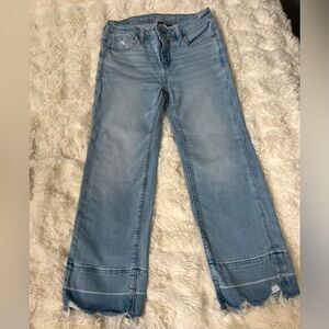 American Eagle Light Blue Stretch Kick Boot Crop Jeans Sz 0 short